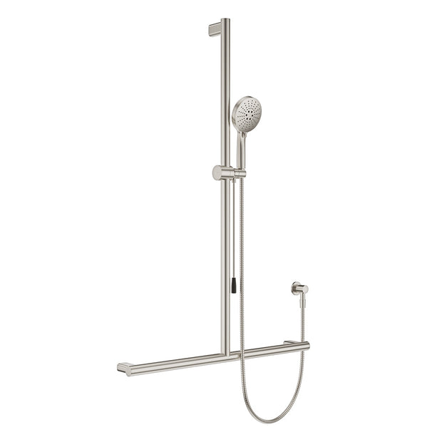 Care Inverted T Rail Shower with Push/Pull Slider in Brushed Nickel