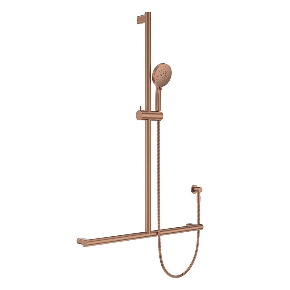 Care Inverted T Rail Shower in Brushed Copper