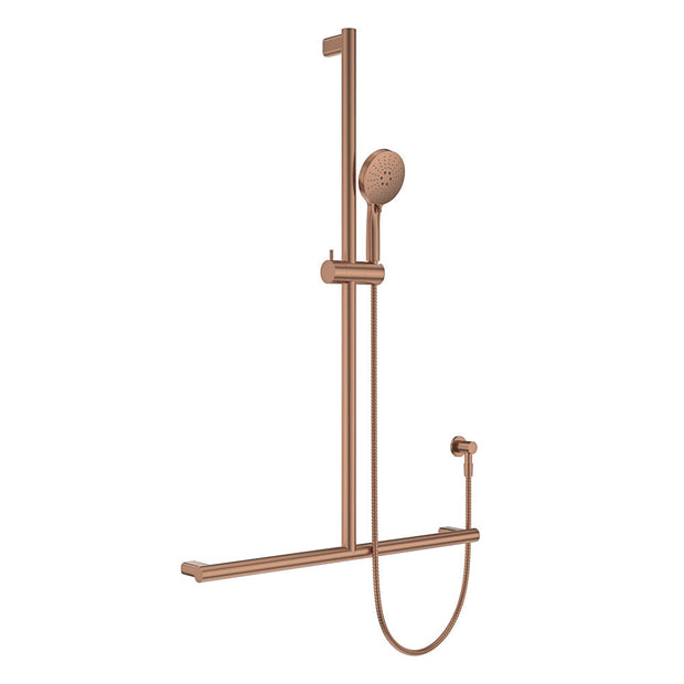 Care Inverted T Rail Shower in Brushed Copper