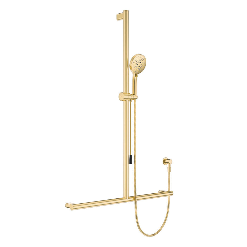Care Inverted T Rail Shower with Push/Pull Slider in Urban Brass