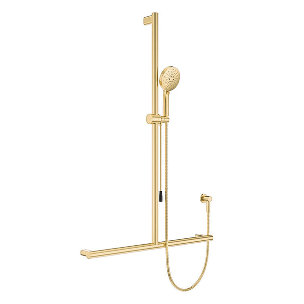 Care Inverted T Rail Shower with Push/Pull Slider in Urban Brass