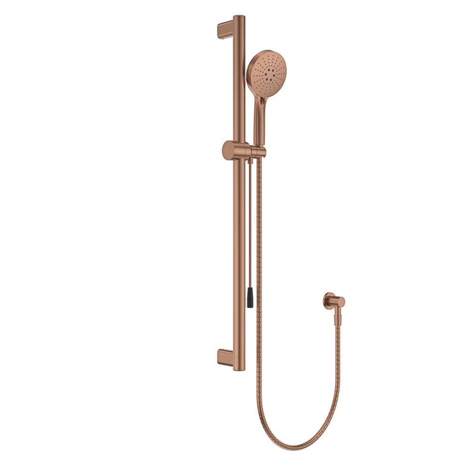 Care Rail Shower with Push/Pull Slider in Brushed Copper