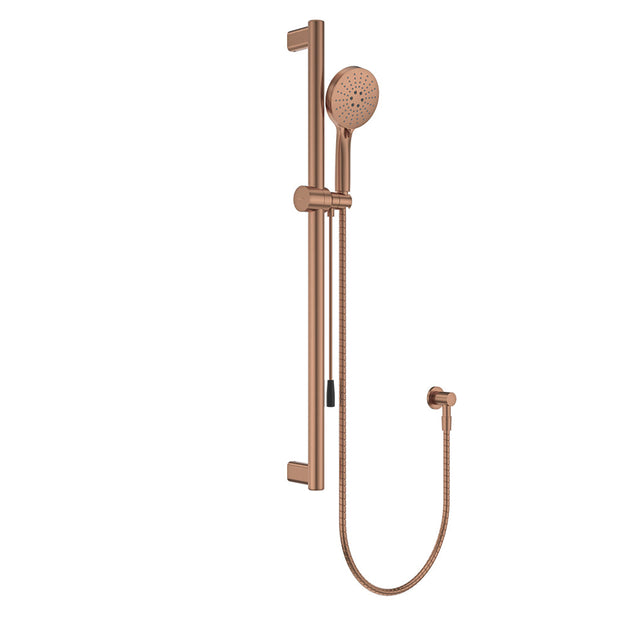 Care Rail Shower with Push/Pull Slider in Brushed Copper