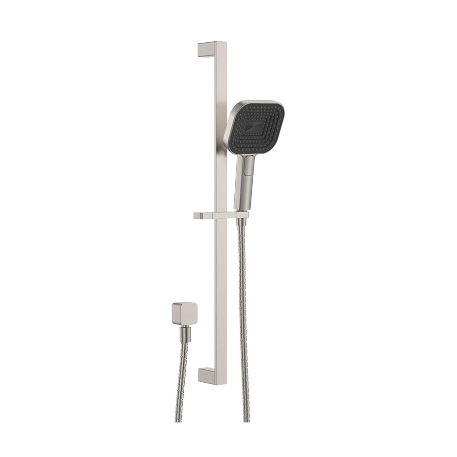 Kuro Rail Shower Soft Square Head in Brushed Nickel