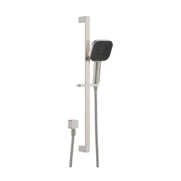 Kuro Rail Shower Soft Square Head in Brushed Nickel