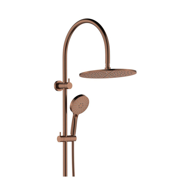 Empire Slim Curved Twin Shower in Brushed Copper