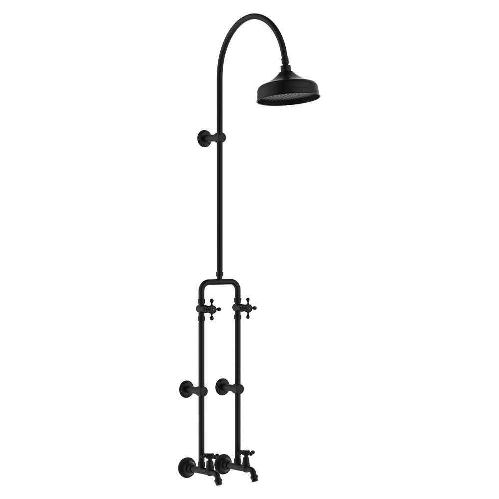 Lillian Exposed Rail Shower & Bath Set in Matte Black