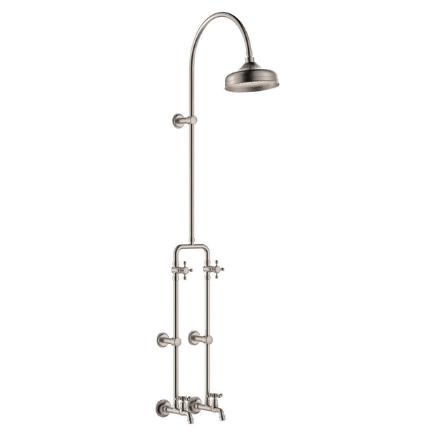 Lillian Exposed Rail Shower & Bath Set in Brushed Nickel