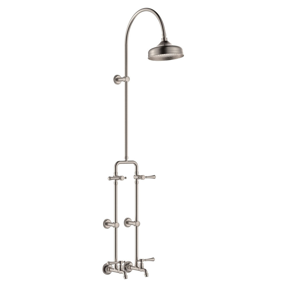 Lillian Lever Exposed Rail Shower & Bath Set in Brushed Nickel