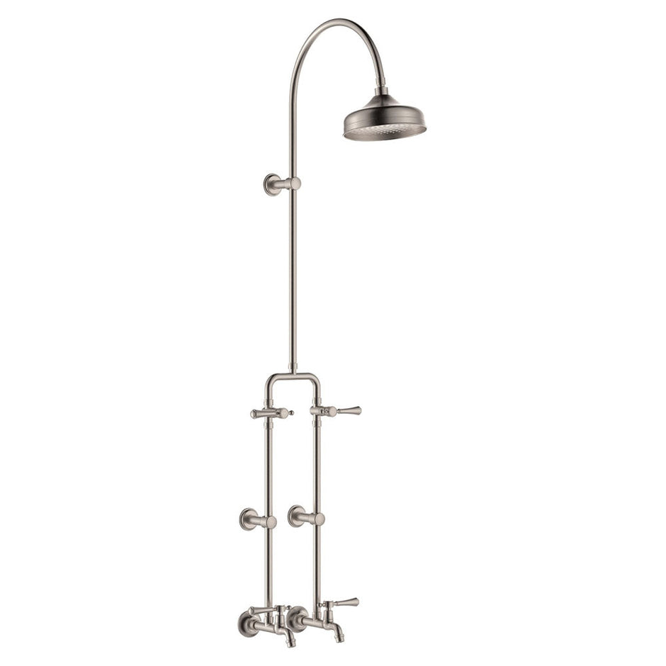 Lillian Lever Exposed Rail Shower & Bath Set in Brushed Nickel
