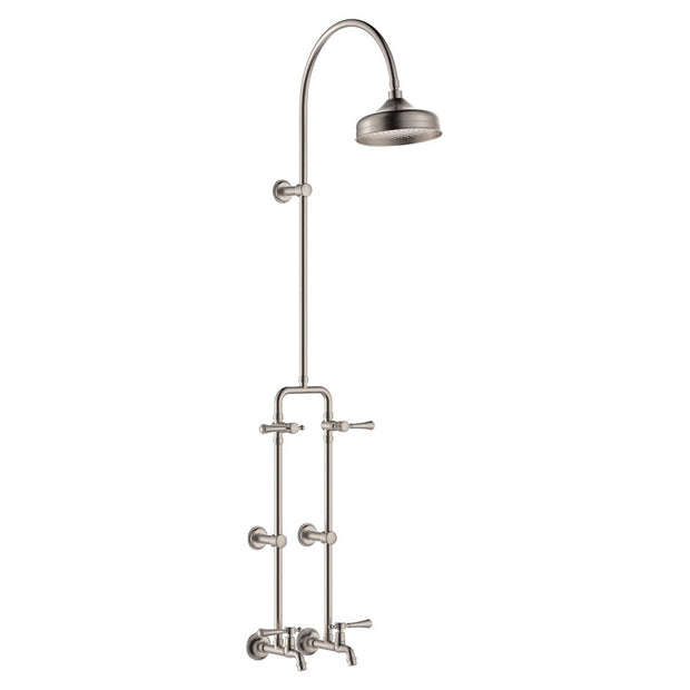 Lillian Lever Exposed Rail Shower & Bath Set in Brushed Nickel