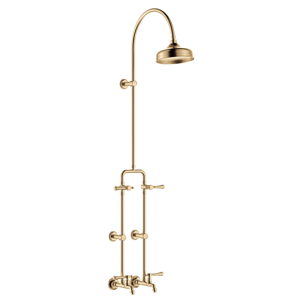 Lillian Lever Exposed Rail Shower & Bath Set in Urban Brass