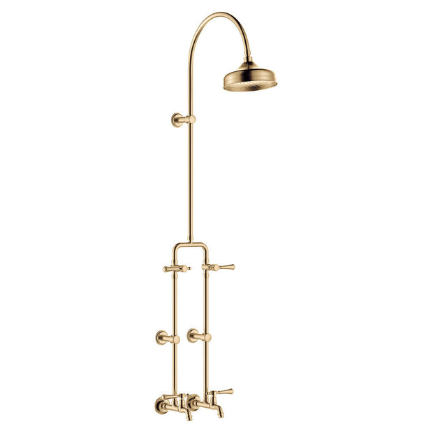 Lillian Lever Exposed Rail Shower & Bath Set in Urban Brass
