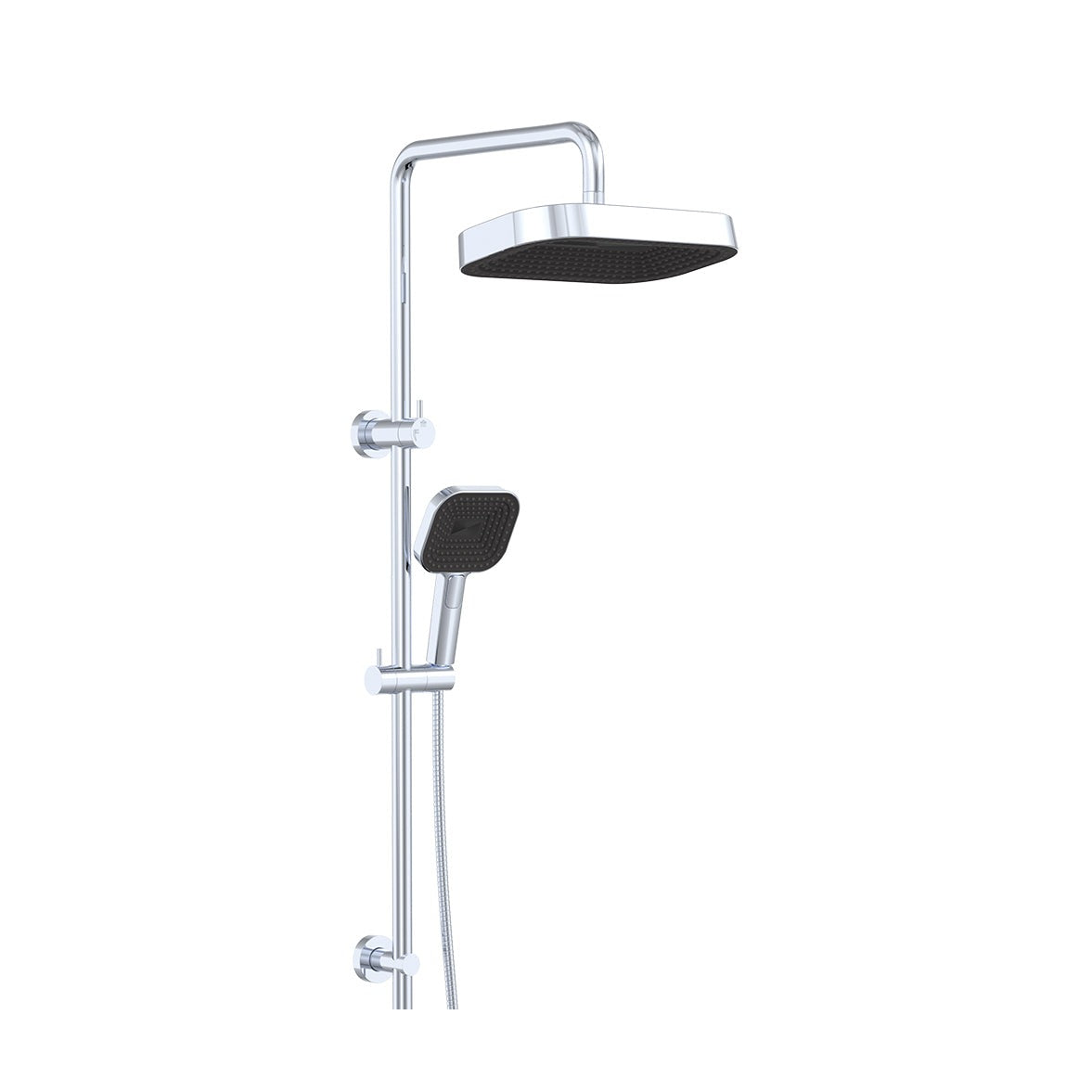 Kuro Twin Shower, Soft Square Head in Chrome