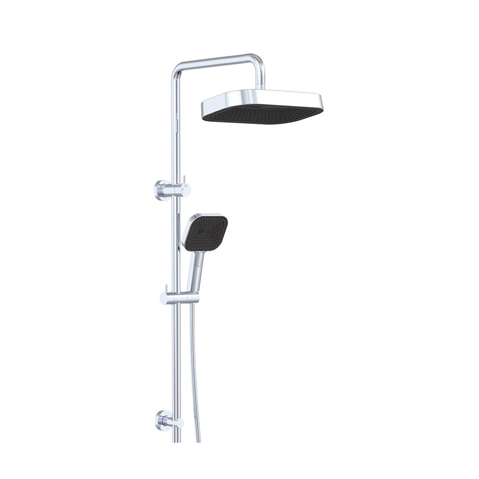 Kuro Twin Shower, Soft Square Head in Chrome