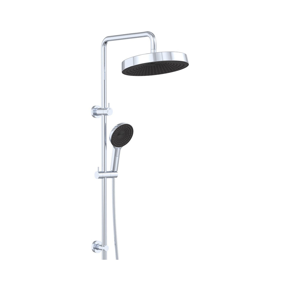 Kuro Twin Shower, Round Head in Chrome
