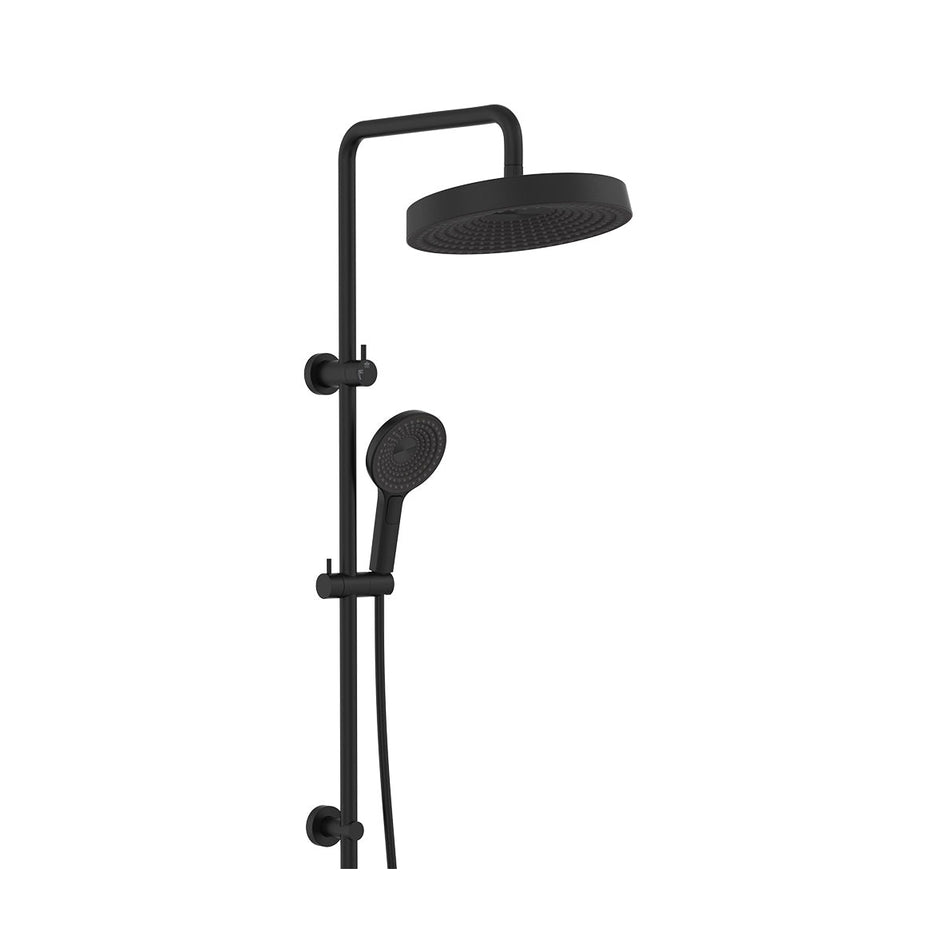 Kuro Twin Shower, Round Head in Matte Black