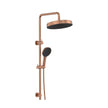Kuro Twin Shower, Round Head in Brushed Copper