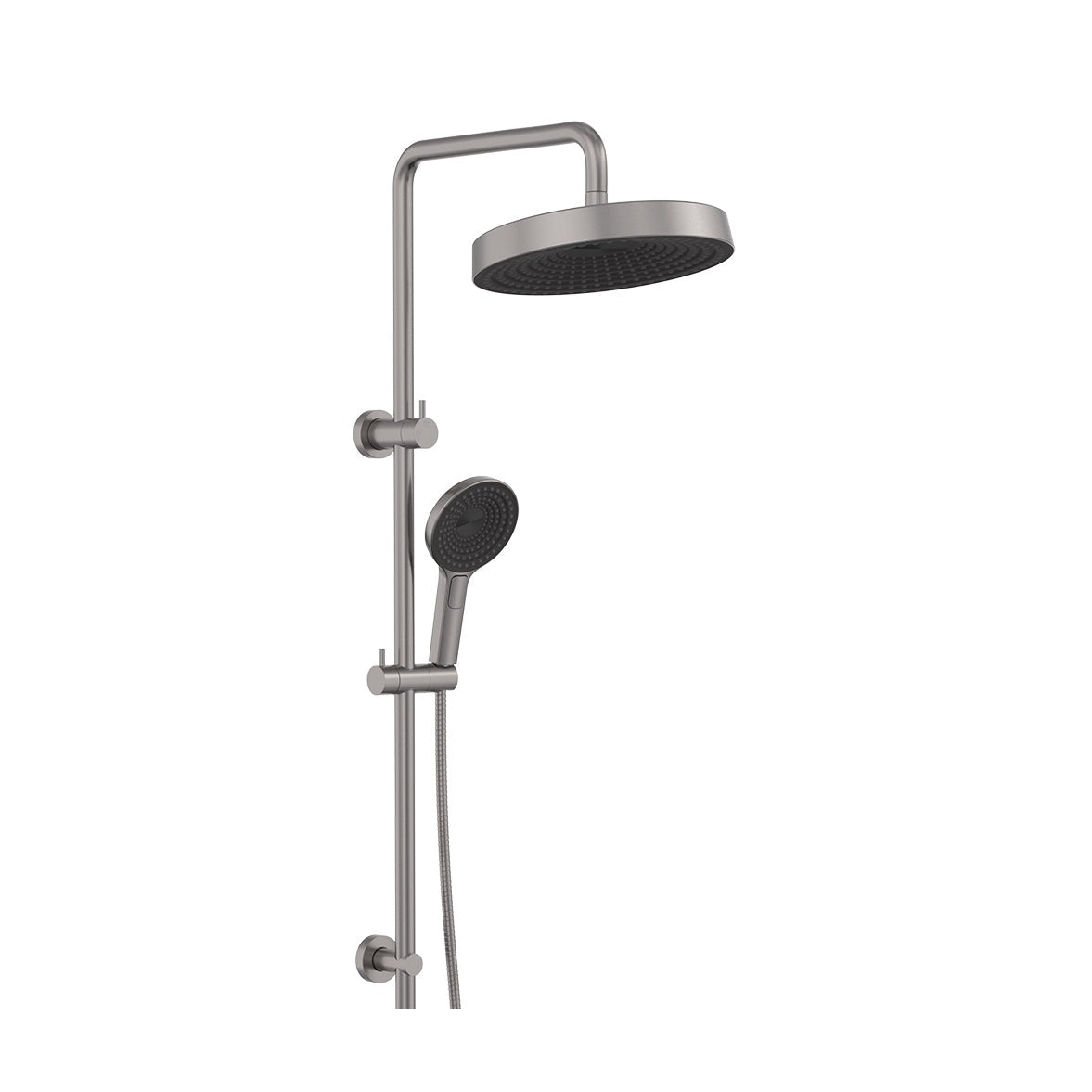 Kuro Twin Shower, Round Head in Gun Metal