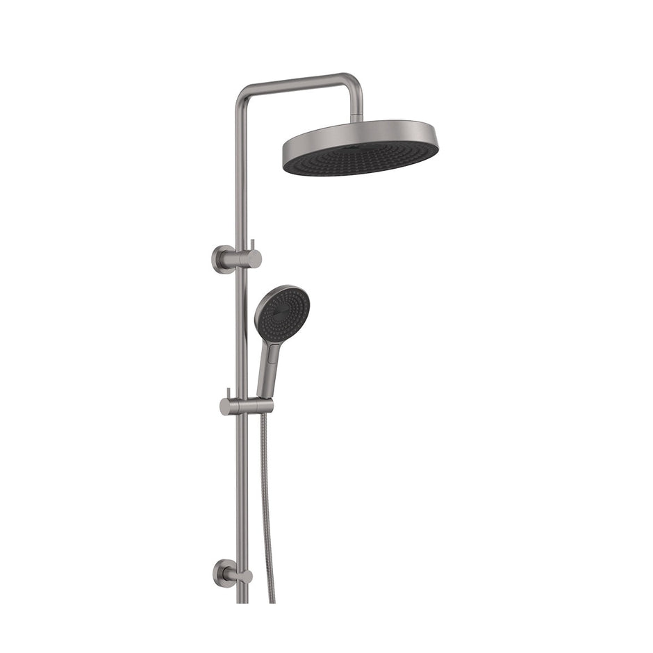 Kuro Twin Shower, Round Head in Gun Metal