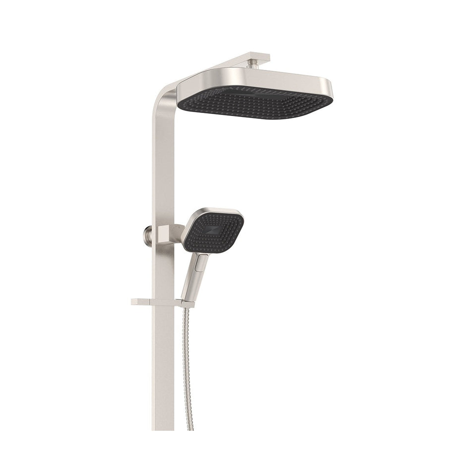 Kuro Deluxe Twin Shower Soft Square Head in Brushed Nickel