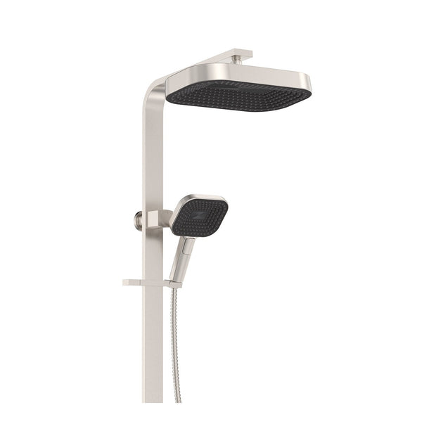 Kuro Deluxe Twin Shower Soft Square Head in Brushed Nickel
