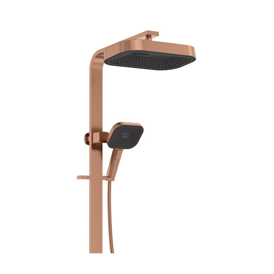 Kuro Deluxe Twin Shower Soft Square Head in Brushed Copper