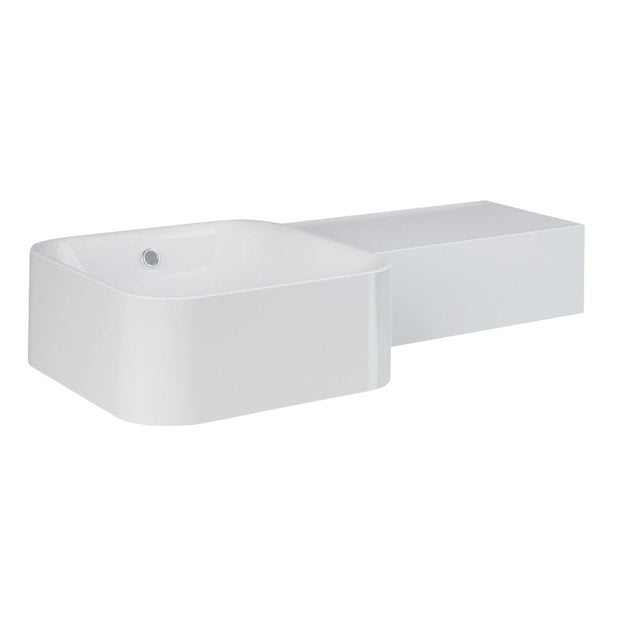 Fienza RAK Petit Square Wall Basin, Right Edge, Alpine White wall hung vanity