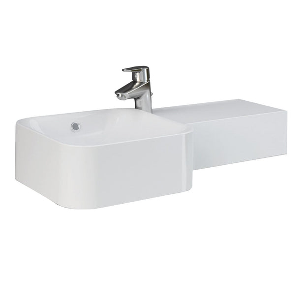 Fienza RAK Petit Square Wall Basin, Right Edge, Alpine White wall hung vanity
