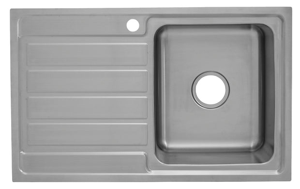Ikon Seto Single Bowl Single Drainer Sink 860mm Right Hand Bowl in Stainless Steel