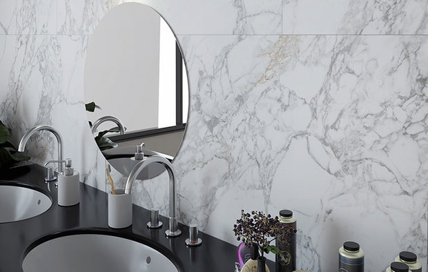Superb Marble Arabescato Porcelain Tiles in a room setting