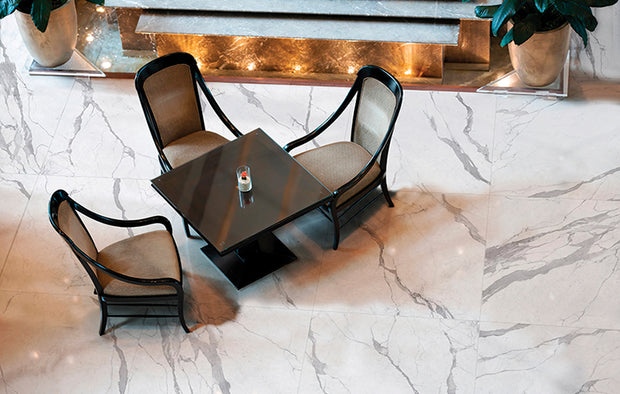 Superb Marble Statuario Superiore Porcelain Tiles in a room setting