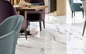 Superb Marble Statuario Superiore Porcelain Tiles in a room setting