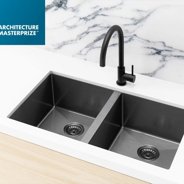 Lavello Kitchen Sink - Double Bowl 760 x 440 - Gunmetal Black