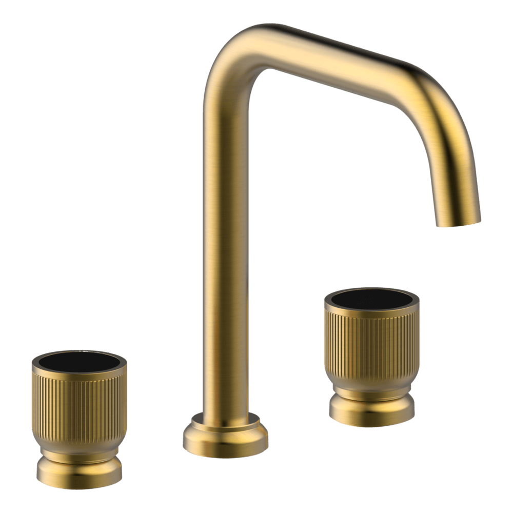Lumiere Three Piece Basin Set in Brushed Gold