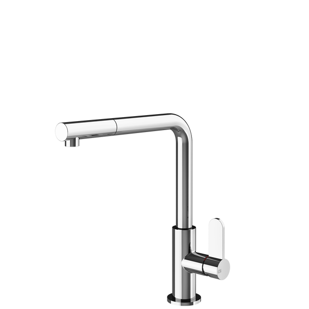 Gessi Helium Right Angle Round Pull Out Mixer in Chrome