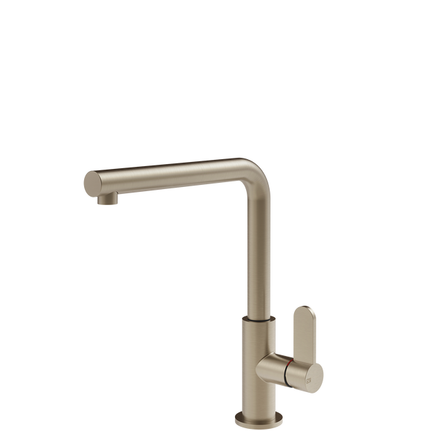 Gessi Helium Right Angle Round Swivel Mixer in Brushed Nickel