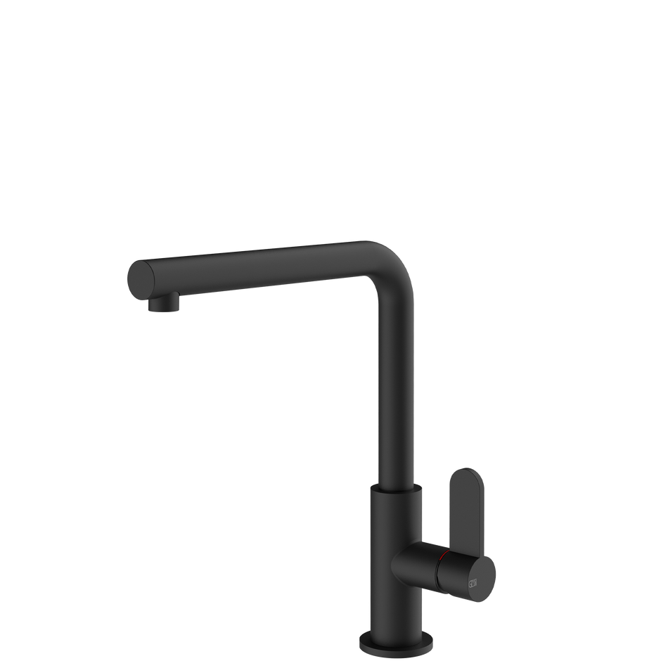Gessi Helium Right Angle Round Swivel Mixer in Matte Black