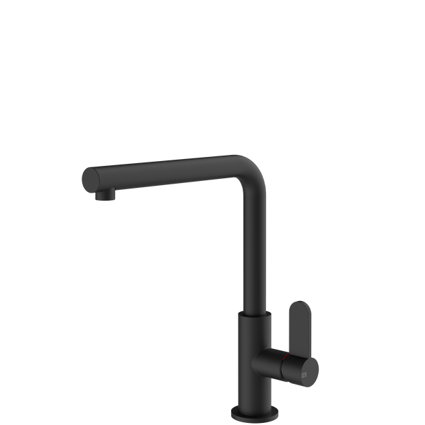 Gessi Helium Right Angle Round Swivel Mixer in Matte Black
