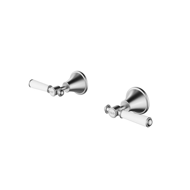 Ikon Clasico Wall Top Assemblies with Ceramic Handle in Brushed Nickel