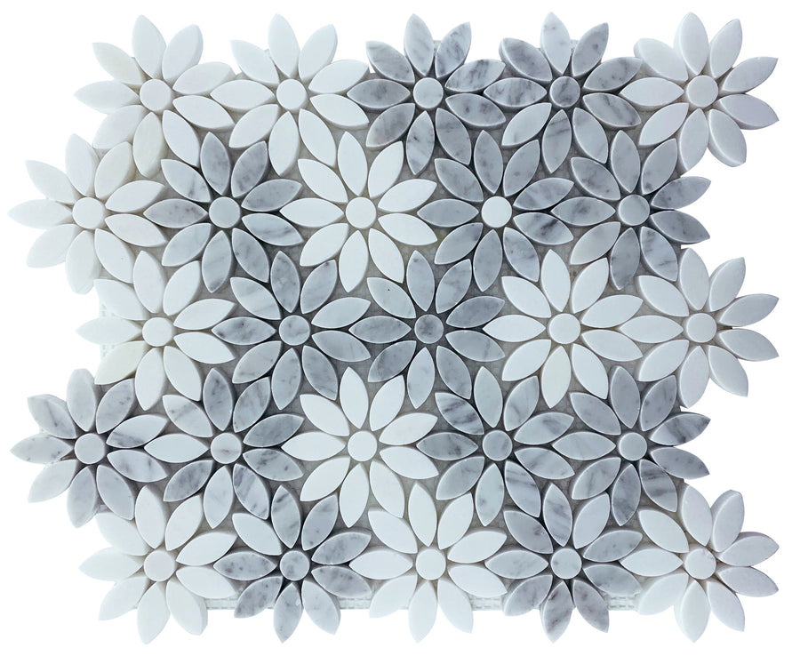 FLOWER CARRARA+THASSOS HONED SHEET SIZE 325X290X10MM - FLOWER CARRARA+THASSOS HONED - 07