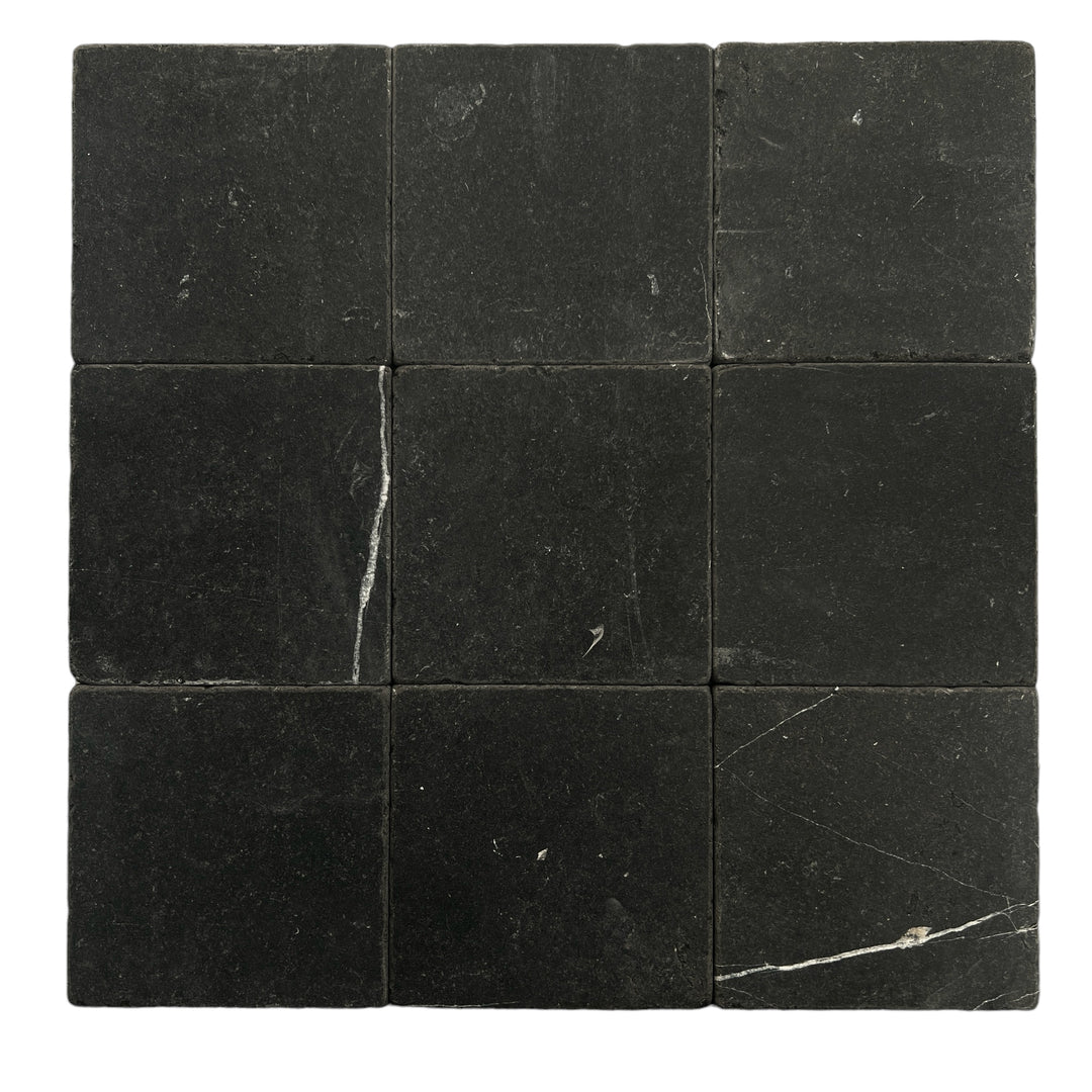 NERO SQUARE 100 TUMBLED 100X100X10MM - NERO MARQUINA SQUARE 100 TUMBLED -01