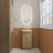 Aulic Mini Hartelle Fluted Floor Standing Harvest Oak Cabinet space saver vanity