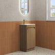 Aulic Mini Hartelle Fluted Floor Standing Harvest Oak Cabinet space saver vanity