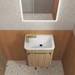Aulic Mini Hartelle Fluted Wall Hung Harvest Oak Cabinet space saver vanity