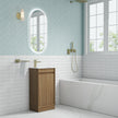 Aulic Mini Ravia Fluted Floor Standing Harvest Oak Cabinet space saver vanity