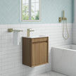 Aulic Mini Ravia Fluted Wall Hung Harvest Oak Cabinet space saver vanity