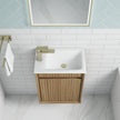 Aulic Mini Ravia Fluted Wall Hung Harvest Oak Cabinet space saver vanity