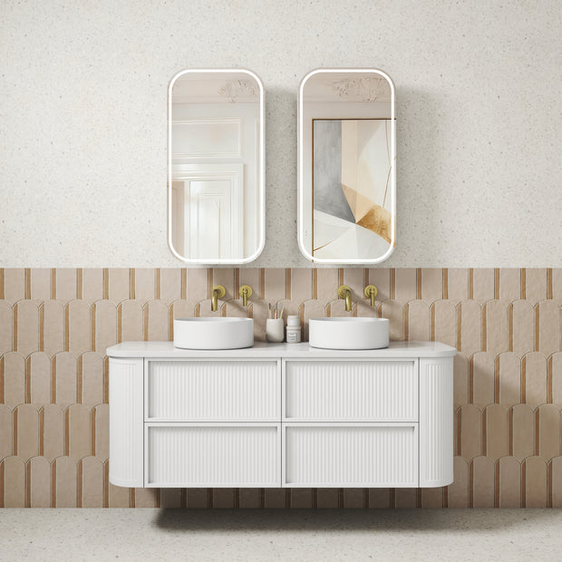 Ramee Fluted Wall Hung Matte White 1500mm