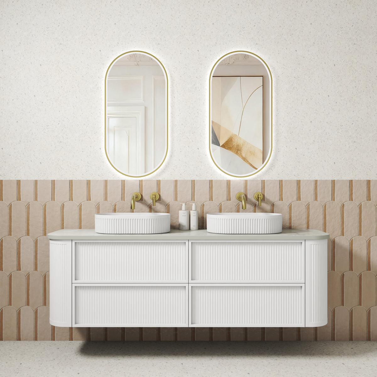 Ramee Fluted Wall Hung Matte White 1800mm